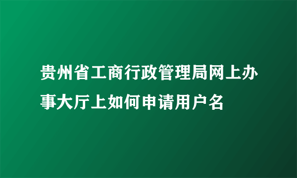 贵州省工商行政管理局网上办事大厅上如何申请用户名