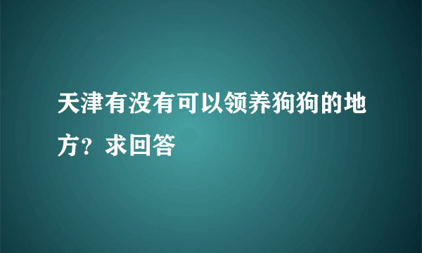 天津有没有可以领养狗狗的地方？求回答