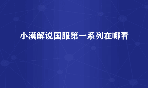 小漠解说国服第一系列在哪看