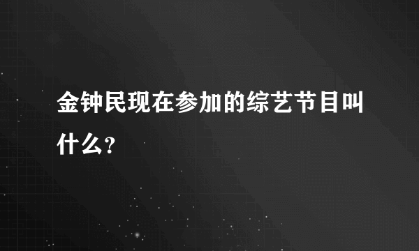 金钟民现在参加的综艺节目叫什么？