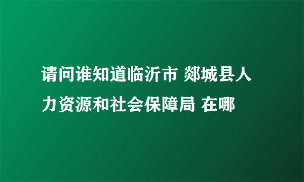 请问谁知道临沂市 郯城县人力资源和社会保障局 在哪