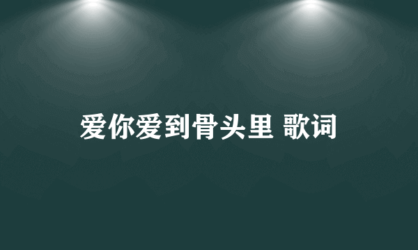 爱你爱到骨头里 歌词