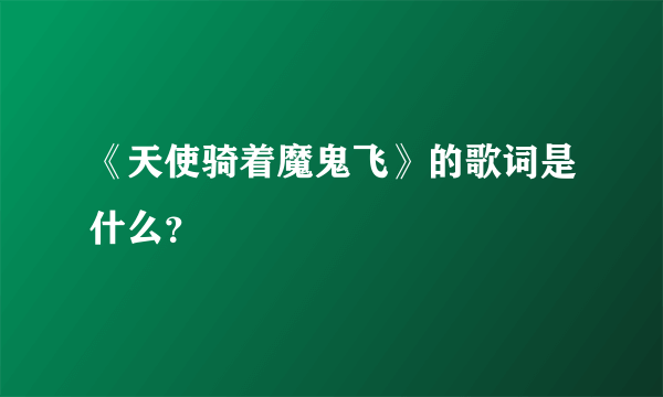 《天使骑着魔鬼飞》的歌词是什么？