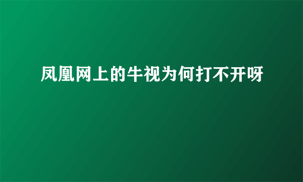 凤凰网上的牛视为何打不开呀