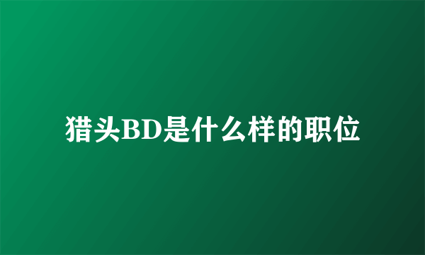 猎头BD是什么样的职位