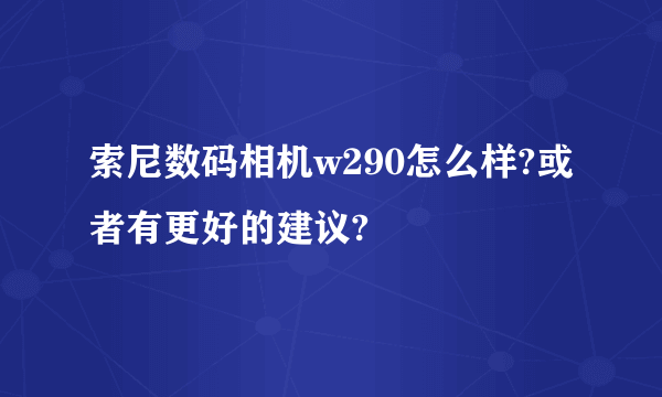 索尼数码相机w290怎么样?或者有更好的建议?