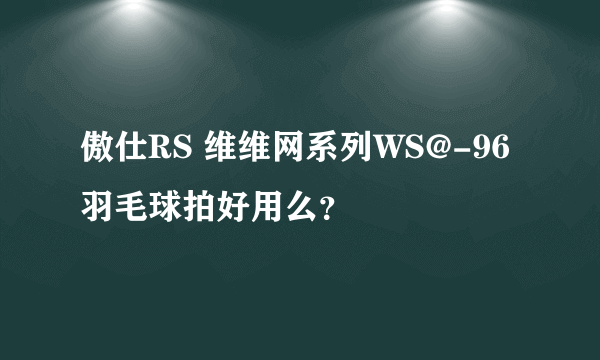 傲仕RS 维维网系列WS@-96羽毛球拍好用么？