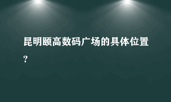 昆明颐高数码广场的具体位置？