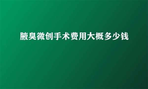 腋臭微创手术费用大概多少钱