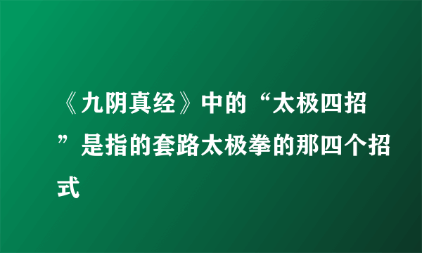 《九阴真经》中的“太极四招”是指的套路太极拳的那四个招式