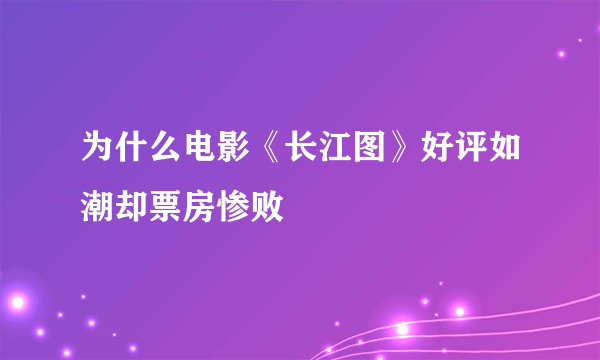 为什么电影《长江图》好评如潮却票房惨败