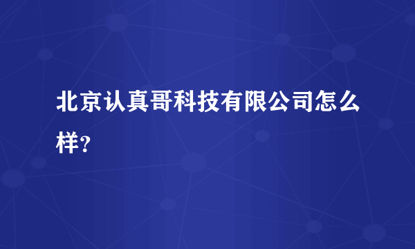 北京认真哥科技有限公司怎么样？