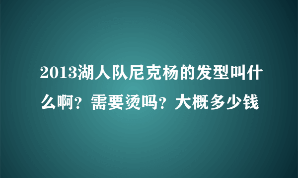 2013湖人队尼克杨的发型叫什么啊？需要烫吗？大概多少钱