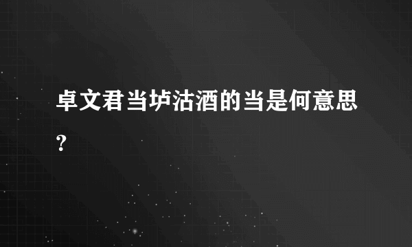 卓文君当垆沽酒的当是何意思？