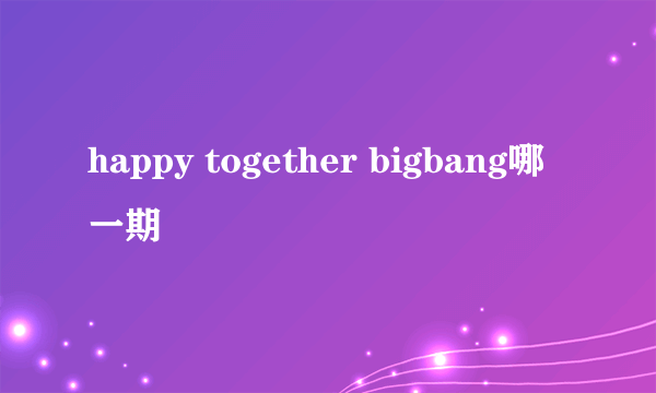 happy together bigbang哪一期