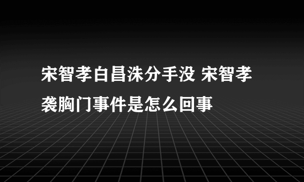 宋智孝白昌洙分手没 宋智孝袭胸门事件是怎么回事