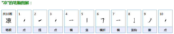 凉字笔顺