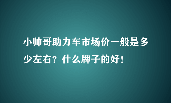 小帅哥助力车市场价一般是多少左右？什么牌子的好！