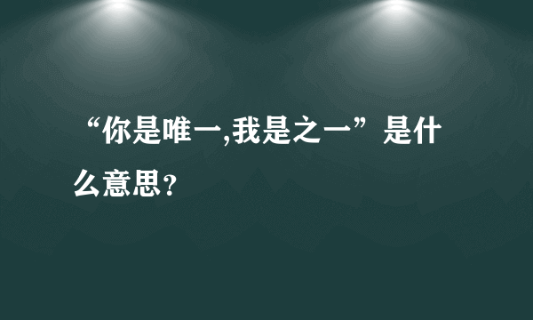 “你是唯一,我是之一”是什么意思？