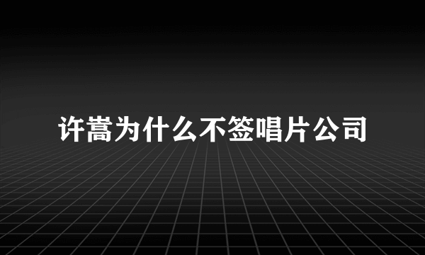 许嵩为什么不签唱片公司