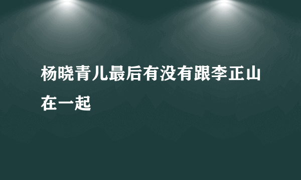 杨晓青儿最后有没有跟李正山在一起