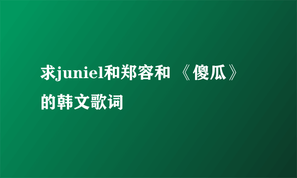 求juniel和郑容和 《傻瓜》 的韩文歌词