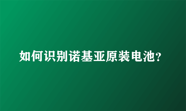 如何识别诺基亚原装电池？