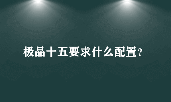 极品十五要求什么配置？