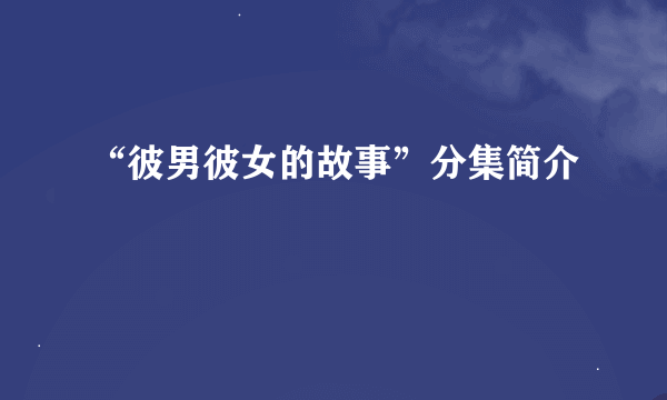 “彼男彼女的故事”分集简介