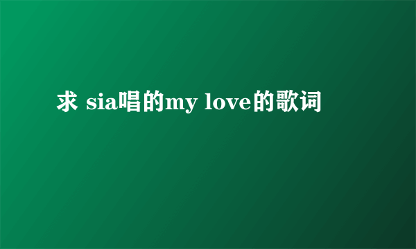 求 sia唱的my love的歌词