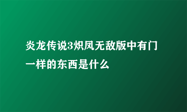 炎龙传说3炽凤无敌版中有门一样的东西是什么