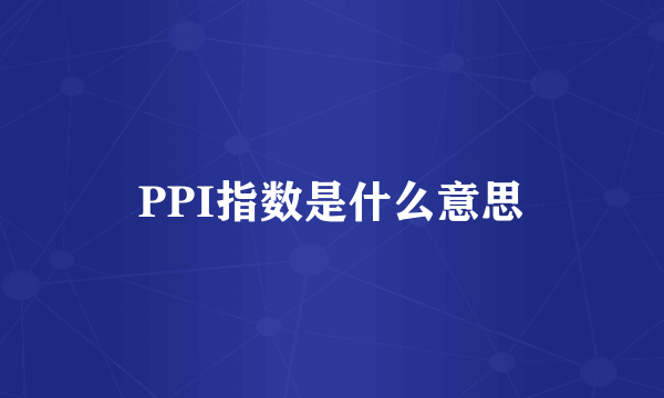 PPI指数是什么意思