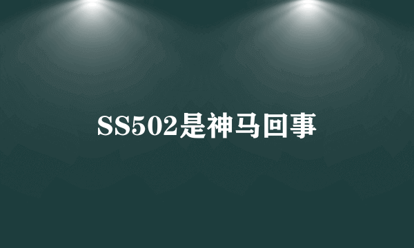 SS502是神马回事