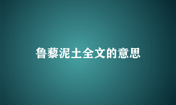 鲁藜泥土全文的意思