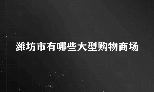 潍坊市有哪些大型购物商场