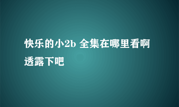 快乐的小2b 全集在哪里看啊 透露下吧