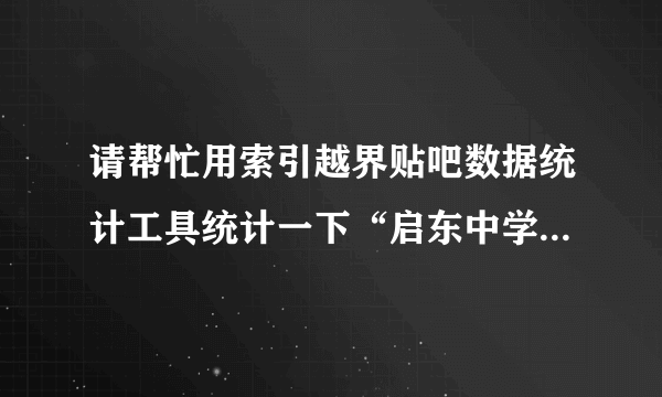 请帮忙用索引越界贴吧数据统计工具统计一下“启东中学”吧的最有影响力的100名吧友！