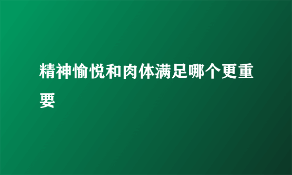 精神愉悦和肉体满足哪个更重要