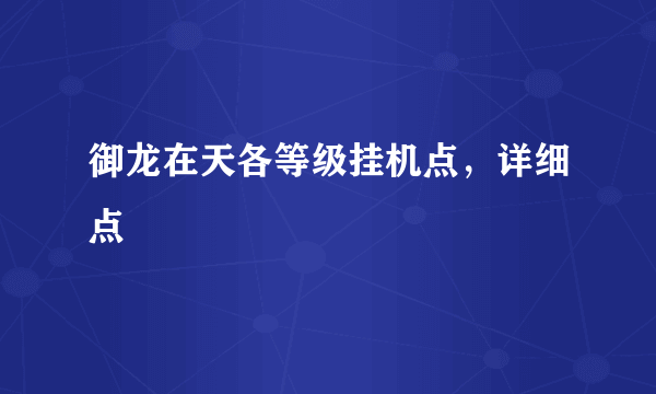 御龙在天各等级挂机点，详细点