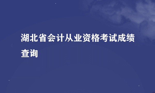 湖北省会计从业资格考试成绩查询