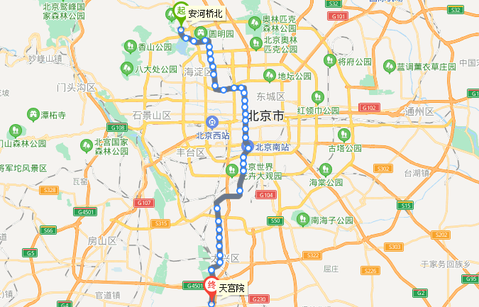 北京地铁4号线线路图