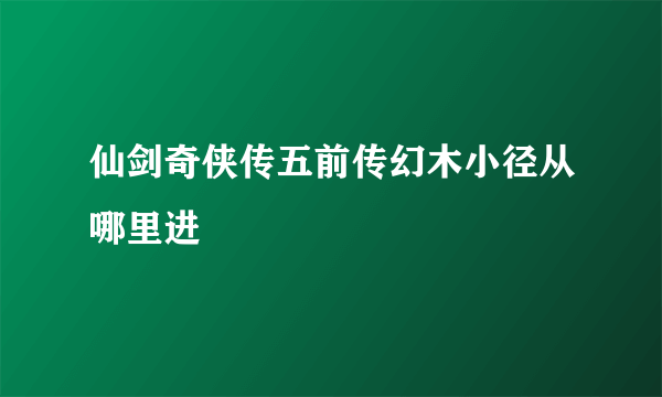 仙剑奇侠传五前传幻木小径从哪里进