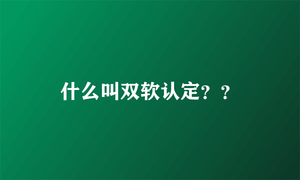 什么叫双软认定？？