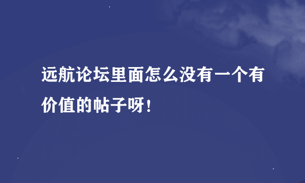 远航论坛里面怎么没有一个有价值的帖子呀！