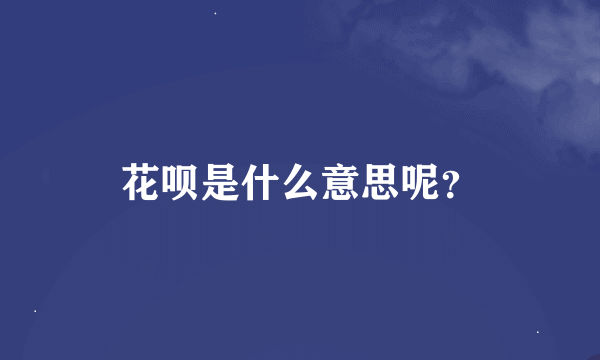 花呗是什么意思呢？