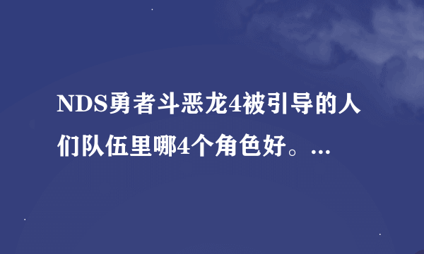 NDS勇者斗恶龙4被引导的人们队伍里哪4个角色好。 初了主角和二章公主还有哪二个角色好（在皮萨罗未加前）