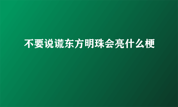 不要说谎东方明珠会亮什么梗