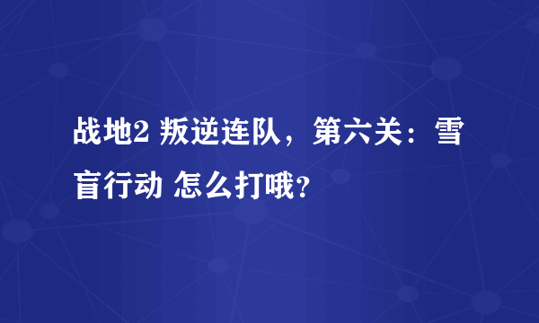 战地2 叛逆连队，第六关：雪盲行动 怎么打哦？