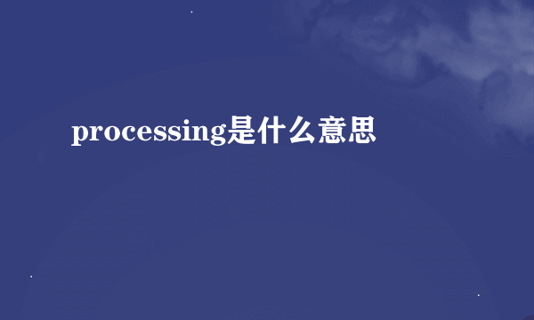 processing是什么意思