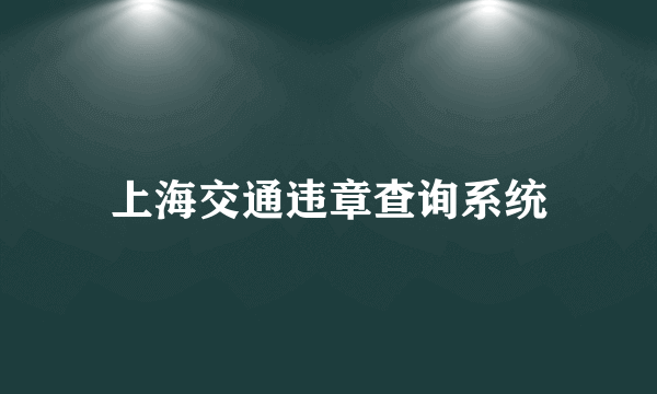 上海交通违章查询系统